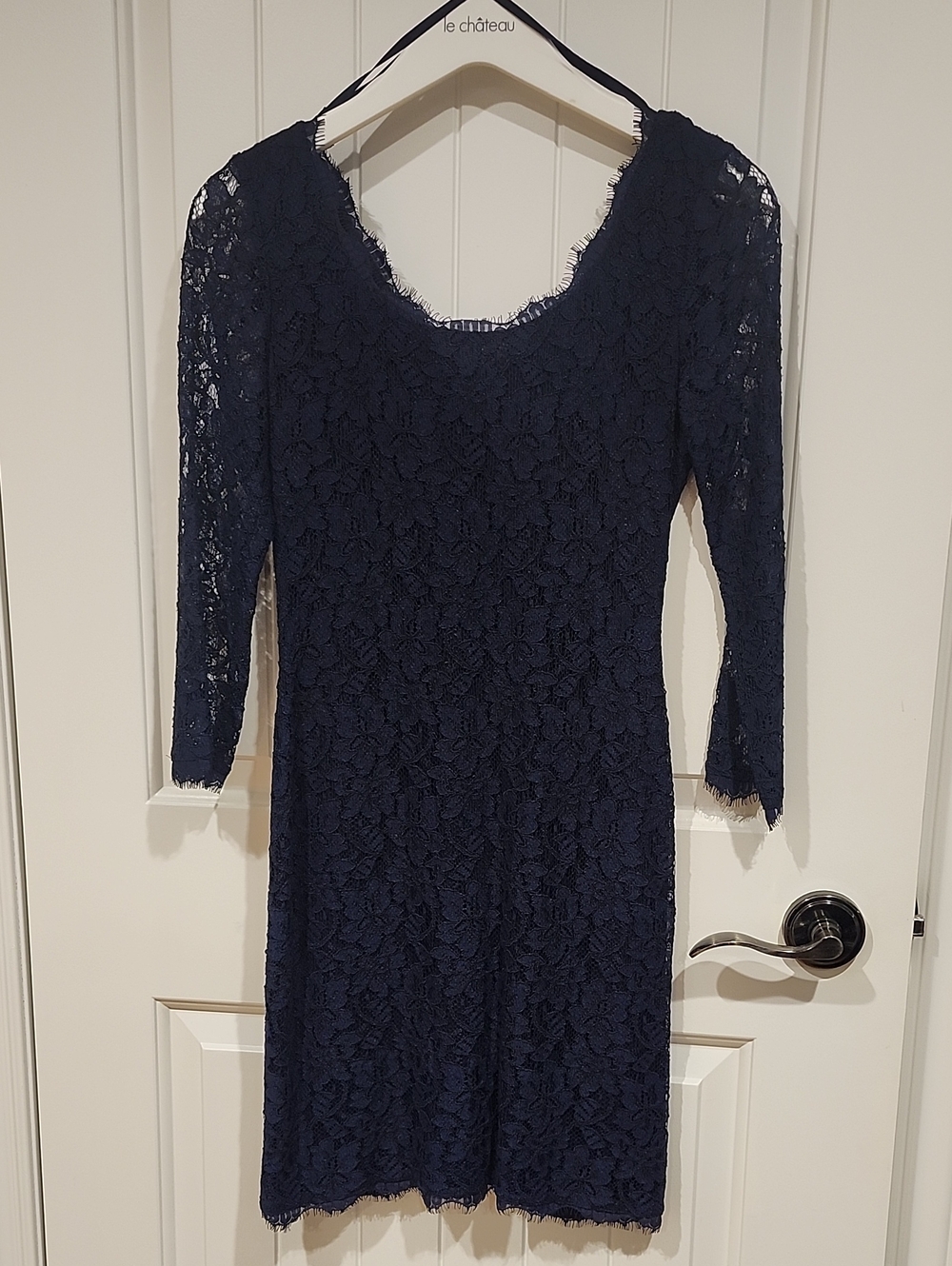 Diane Von Furstenberg Navy Lace Long-Sleeve Dress